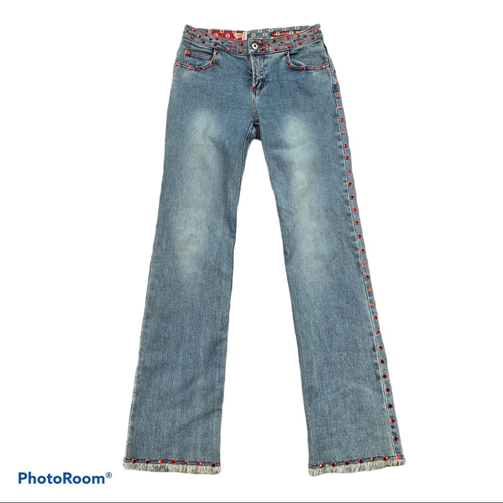 Guess Blue Denim Jeans with Red Stud Trim